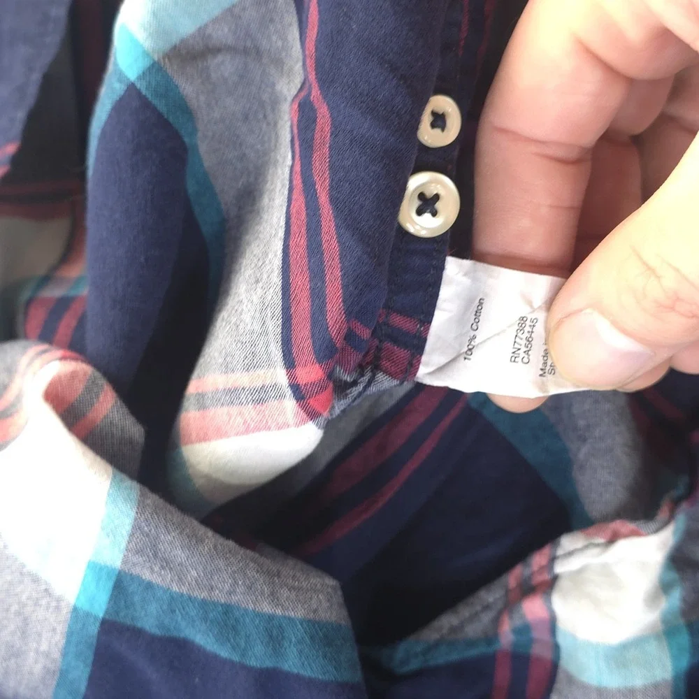 J Crew Shirt Medium Slim Fit Long‎ Sleeve Button Down Blue Plaid Cotton Pocket